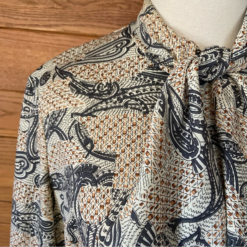 Vintage 70s Doncaster paisley long sleeve midi dress - Picture 3 of 6